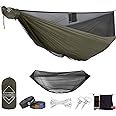 onewind 12Ft Camping Hammock with Mosquito Net, Ridgeline Double Hammock Portable Lightweight Large Hammock Ripstop Nylon Durable with 2 * 12Ft Tree Straps for Camping Hiking Backpacking, OD Green