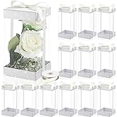 Zhanmai 12 Pack Clear Gifts Boxes 8 x 4 x 4 Transparent Gifts Box with Glitter Base Lid Clear Plastic Presents Packaging Cases for Wedding Birthday Valentine Mother's Day Father's Day(White)