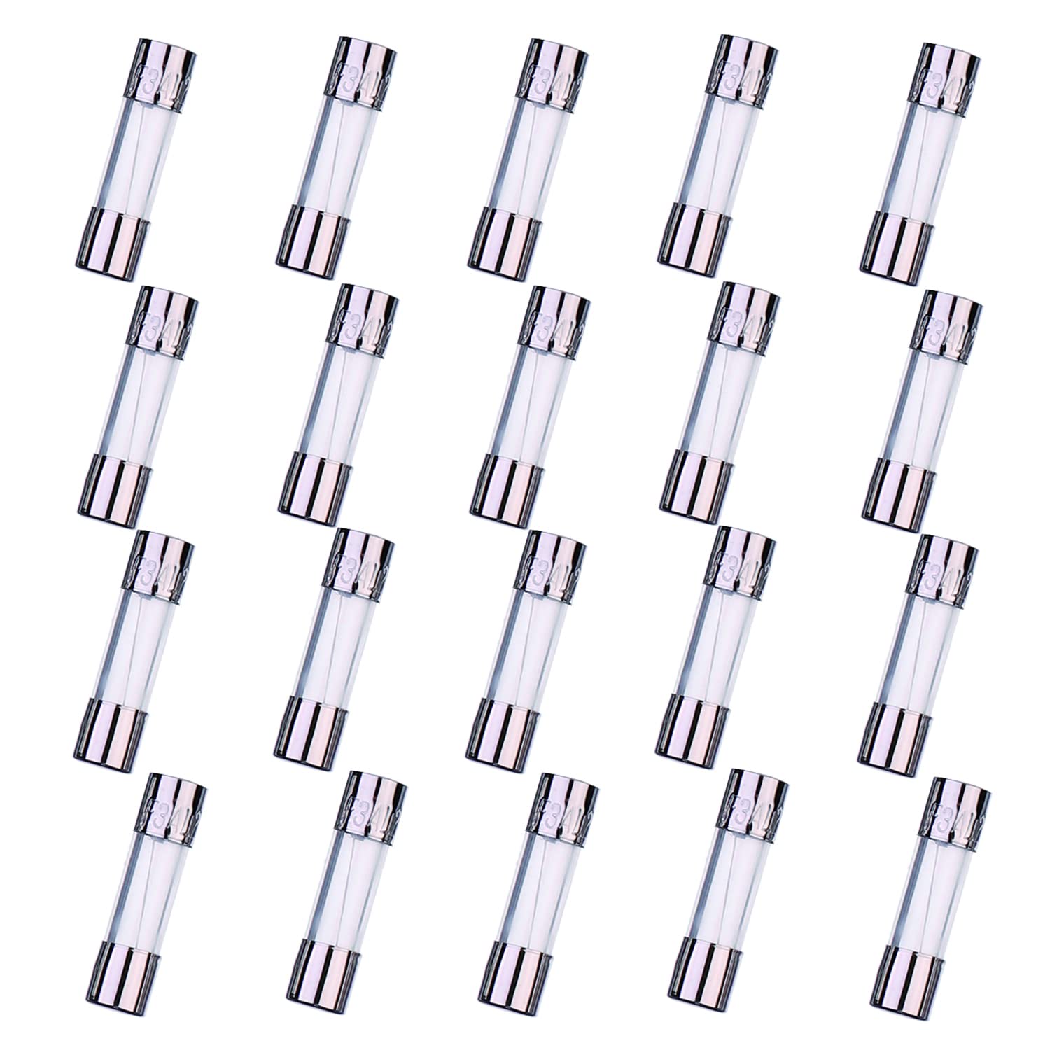 HUAREW F3AL250V 20 Pcs 5x20mm Fast-Blow Glass Fuse 3A 250V 0.2x0.78 inch time delay Fuse(Pack of 20 Pcs)