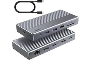 LSIKMC Laptop Docking Station,USB C Dock(11-in-1)with Support 4K Triple Displays,4K Dual HDMI,Single 8K DP,100W PD,4USB,Ethernet,SD Card Reader,Dual Monitor Laptop Dock Compatible with MacBook Dell/HP/Lenovo
