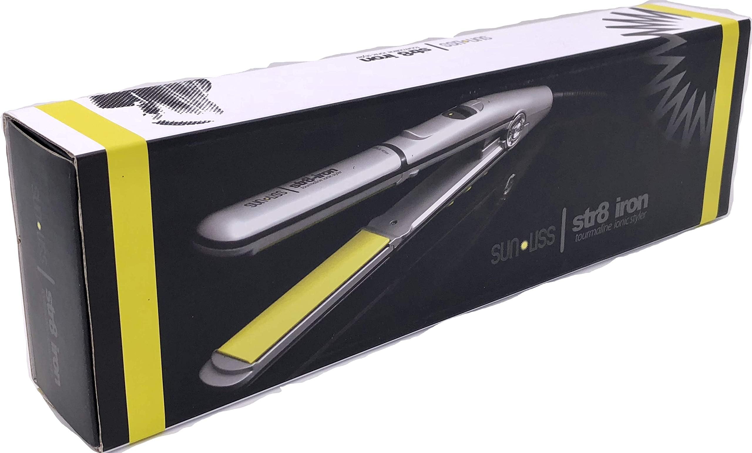 Sunliss Str8-iron Professional Flat Iron with 1" Tourmaline Ion Plates- Up to 450โ- Keratin Master Tool - Anti-Tangle