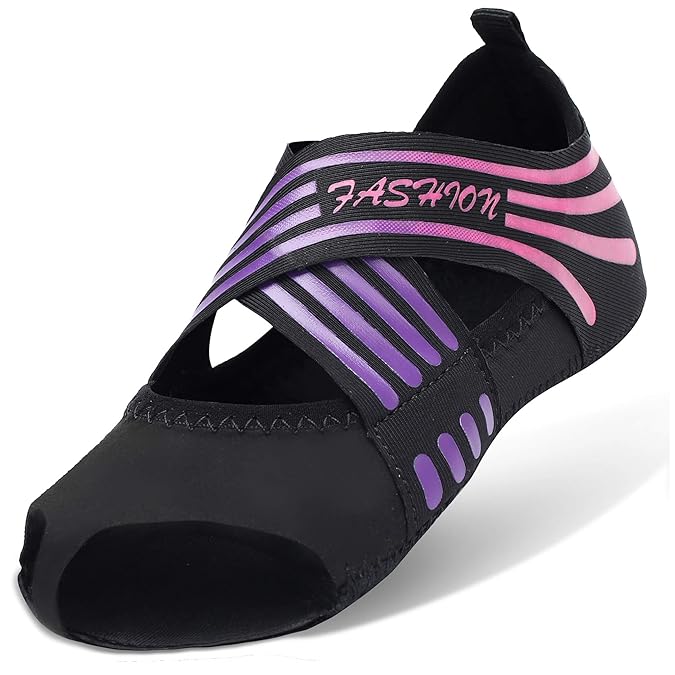 JOINFREE Damen Bellarina Schuhe Half Toe Grip Non-Slip für Ballett Yoga Pilates Barre