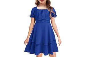 Arshiner Girls Dresses Summer Short Sleeve Off Shoulder Ruffle Tiered Layer Party Dress