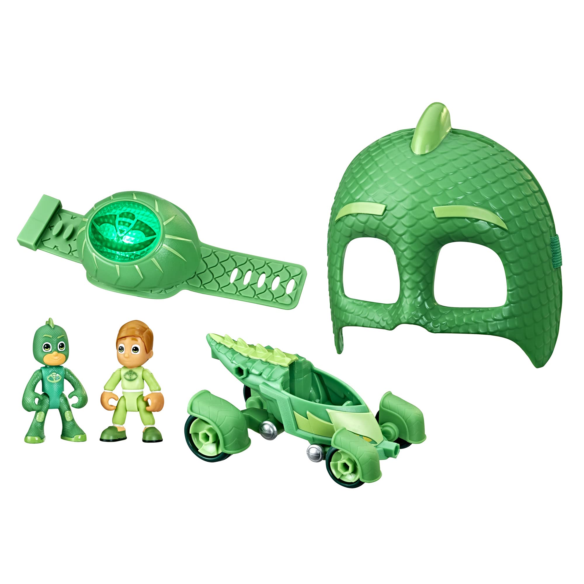 PJ Masks Gekko Power Pack Preschool Toy Set with 2 Action-Figures, Vehicle, Wristband, Costume Mask, Kids 3+ Years