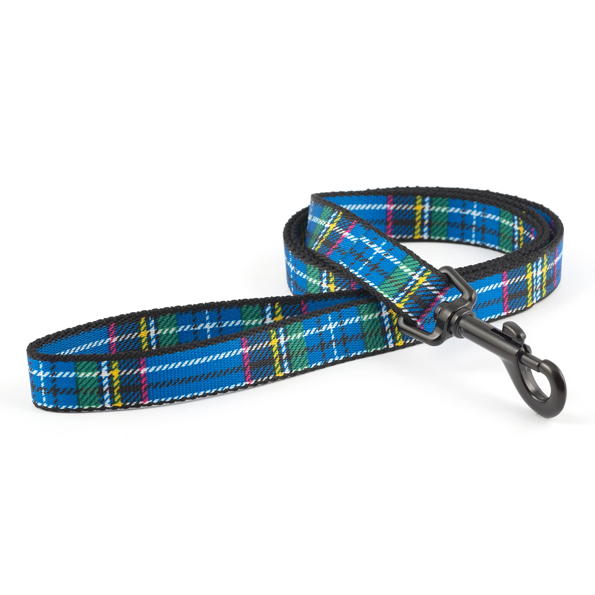 Ancol Tartan Dog Lead - Blue - Super Soft Printed Polyester with Durable Metal Trigger Hook - 1m Length x 19mm Width