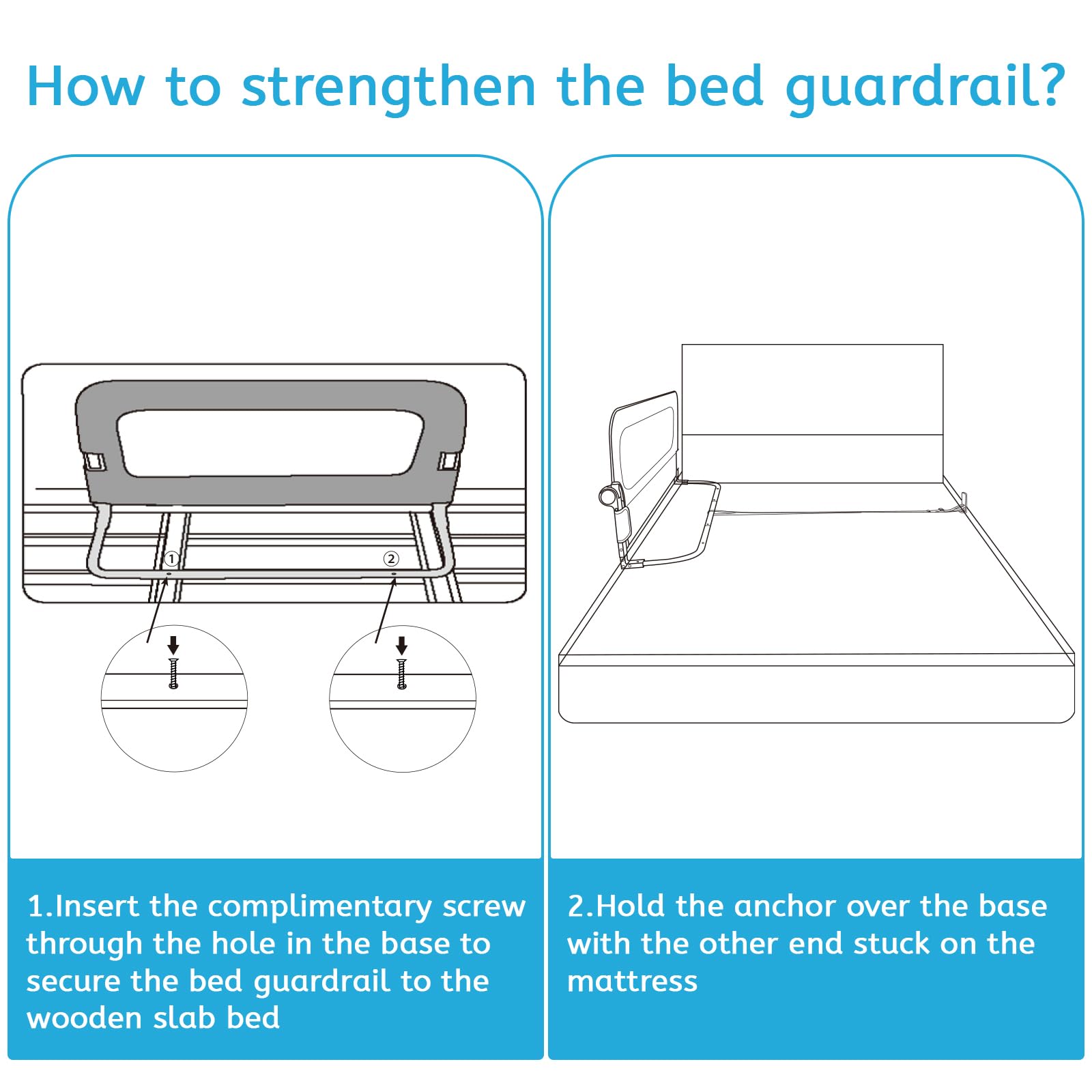 Y- STOP Toddler Bed Rails for Crib Baby Bed Rail Guard for Queen. King Bed, Adjustable Bed Rail Guard with Reinforced Anchor Fit for Slats& Boxspring, Sturdy Crib Bed Rail Guard for Toddlers,Kids