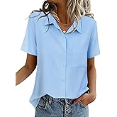 Zeagoo Women Blouses Short Sleeve Button Down Shirts Business Casual Dressy Work Tops Summer Spring Clothes