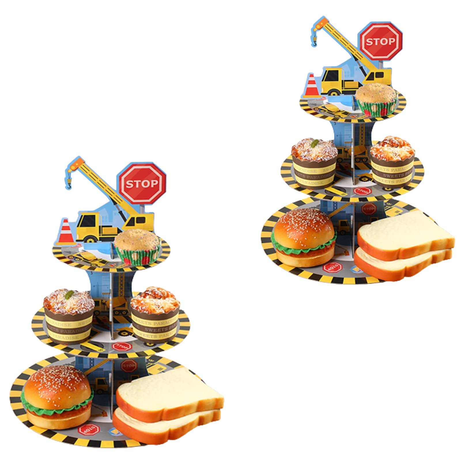 KINMRIS 2 PACK Engineering 2 Pack Cupcake Stand 3-Tier Lace Edge Dessert Stand, Cardboard Cupcake Stand (K-Engineering)