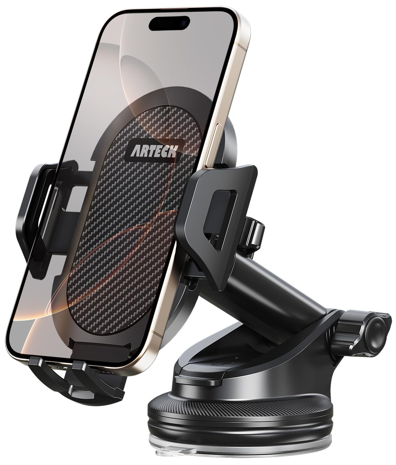 Arteck Car Mount, Universal Mobile Phone Car Mount Holder 360° Rotation for Auto Windshield and Dash, for Cell Phones Apple iPhone 16, Plus, Pro, Pro Max, 15, 14, 13, 12, 11, SE, Android Smartphone