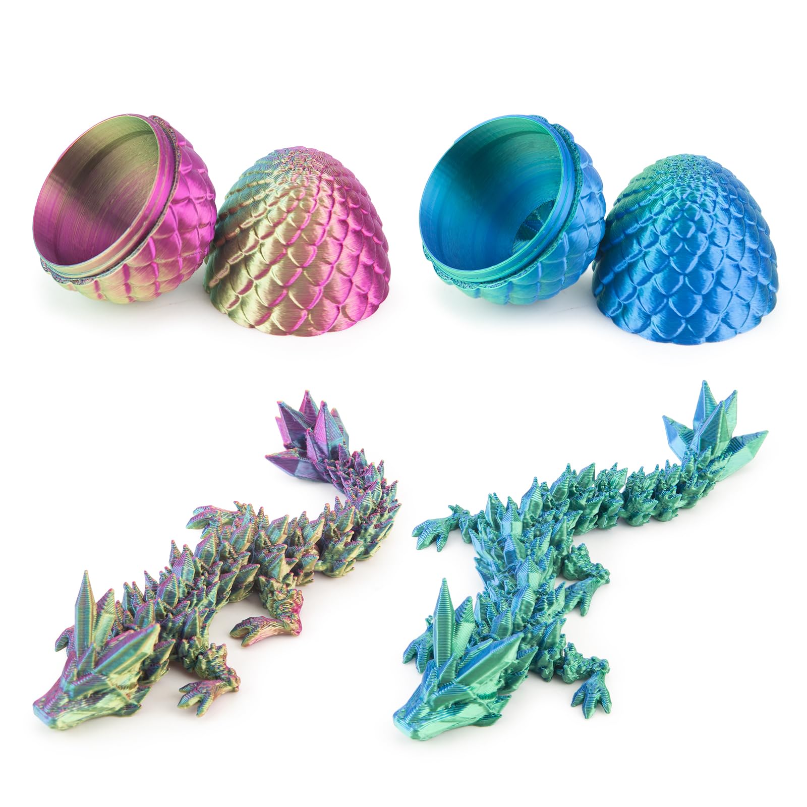 Photo 1 of Dxldfks 2PCS 3D Printed Dragon with Egg, Small Articulated Crystal Dragons Eggs for Easter Basket Stuffers Home Office Decoration Executive Desk Toys, Pack of 2