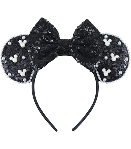 Kids Girls Black Sequin Bow Mickey Mouse Hair Headband for Cosplay Amazon.com: UNSPAZ Mouse Ears Headbands, Sequin Mouse Ears  main image 2