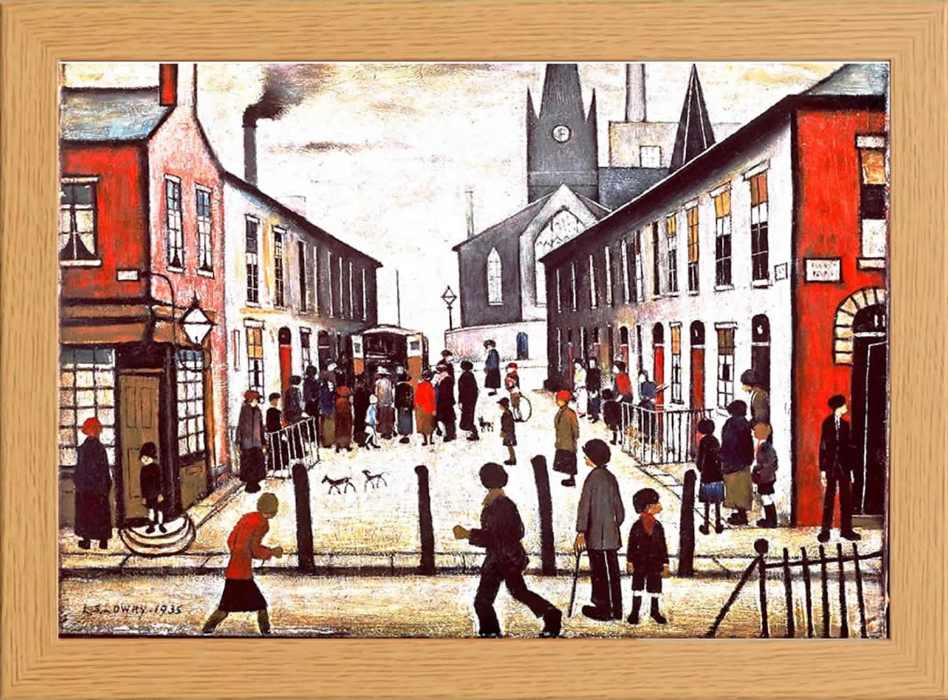 stortvalley Lowry Matchstick Men Print in Glass Fronted 10" x 13.5" Frame (FEVER VAN)