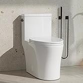 KE KING One Piece Toilet with Powerful Flush, Compact Toilet Elongated Side Lever Flush 1.28 GPF, Sleek Design White Toilet B