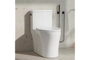KK KE KING KE KING One Piece Toilet with Powerful Flush, Compact Toilet Elongated Side Lever Flush 1.28 GPF, Sleek Design White Toilet Bowl, MAP Score 1000g, 12'' Rough-in, Certified Quality