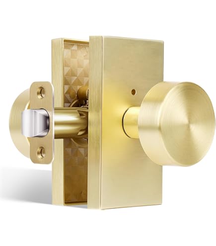 Newlaking Pomo De Puerta De Privacidad Con Cerradura, Manija De Puerta Interior De Cristal Para Dormitorio, Baño, Armario, Latón Satinado, 1 Paquete