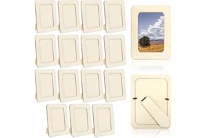 VOKOY 15 Pack Wooden Picture Frames for Crafts,DIY Wood Craft Picture Frames for 4" x 6" Photos,Unfinished Standing Photo Frames DIY Crafts Wood Decorate for Birthday Party Christmas Gifts