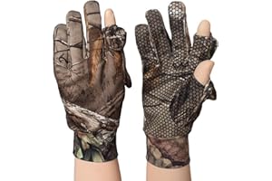 Favuit Camouflage Hunting Gloves, Lightweight Full Finger/Fingerless Gloves Anti-Slip Camo Bow Glove Outdoor Tactical Hunting Gear Archery Accessories for Turkey Fishing Airsoft