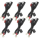 [ 6 PACK] Sae to O Ring Terminal Harness 2FT - Sae Eyelet Ring Terminal Cable 16awg Motorcycle Battery Trickle Charger Extension Cord with Sae Battery Terminal Quick Connect Disconnect Connector