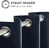 Deconovo Solid Curtains Navy Blue 42 x 90 Inch 2 Panels Thermal Blackout Eyelet view 7