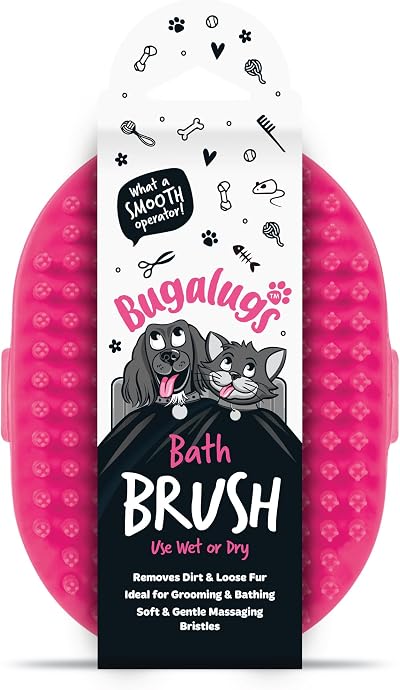 Bugalugs Bath Brush for Dogs & Cats - Wet or Dry Grooming Brush