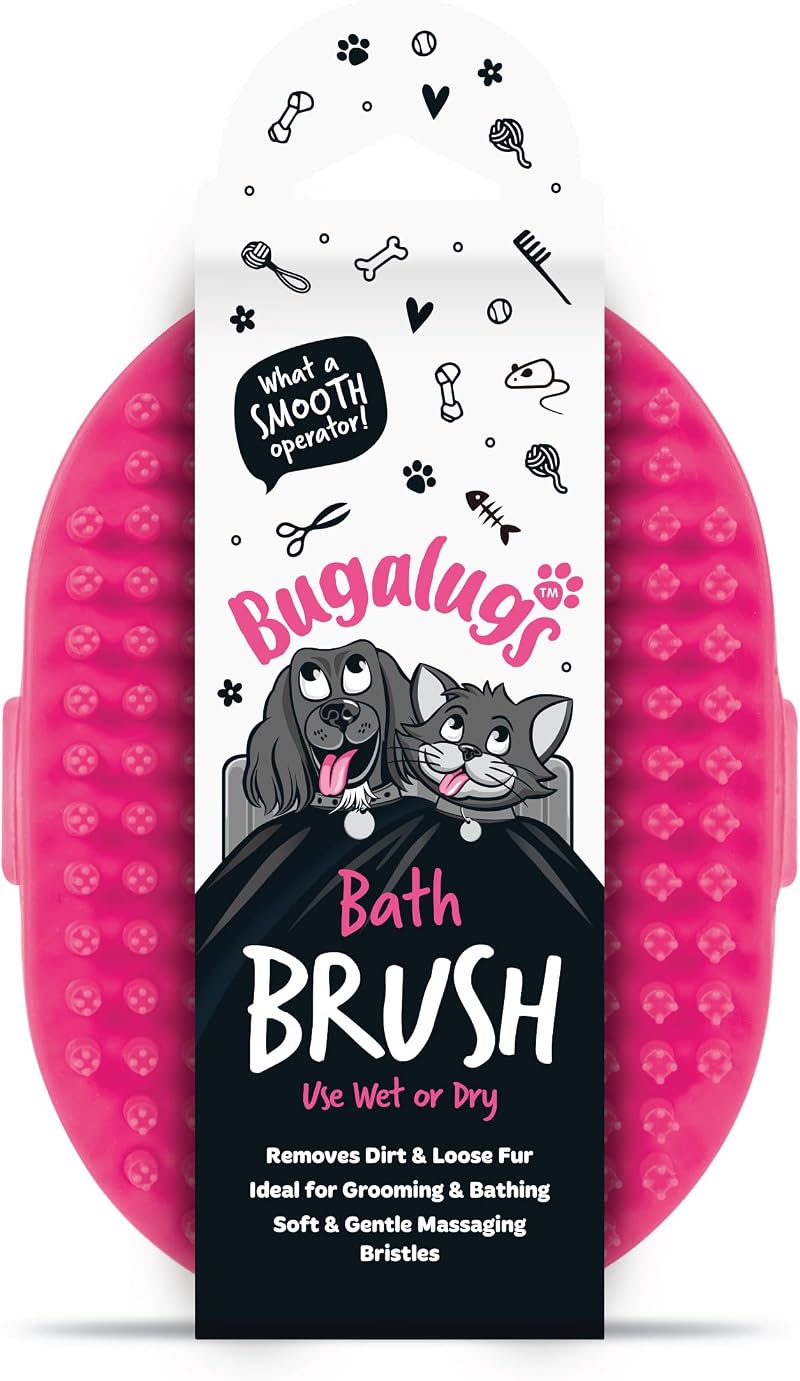 Bugalugs Bath Brush for Dogs & Cats - Wet or Dry Grooming Brush
