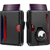GAOCHALE AirTag Wallet for Men RFID Technology Credit Card Holder with Money Clip Slim Smart Pop Up Minimalist Wallet for Apple AirTag (No Airtag Included)(Carbon)