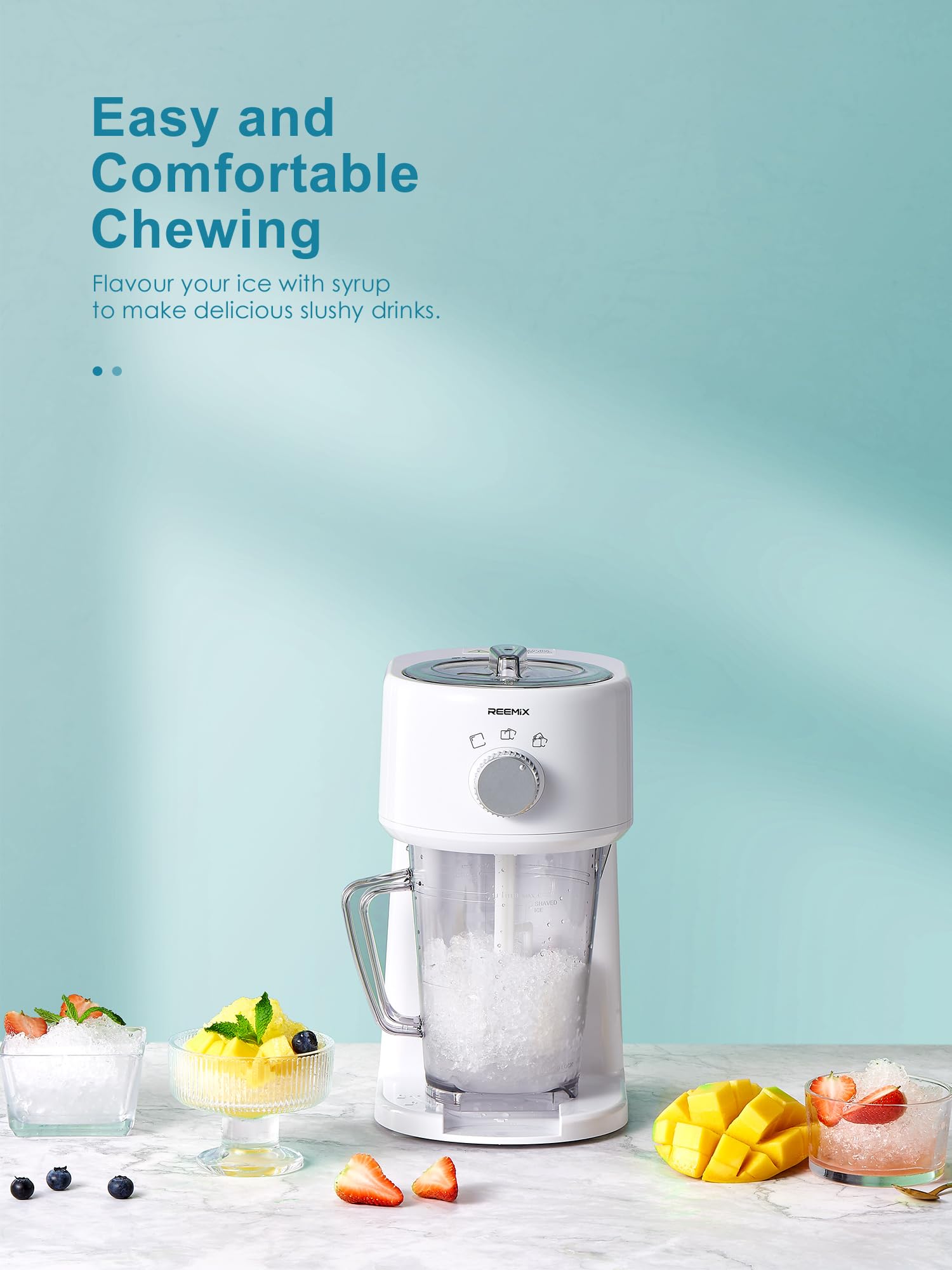 Shaved Ice Machine, Electric Ice Shaver and Snow Cone Machine with Large Capacity Storage, Portable Ice Crusher Ice Thickness Can be Adjusted (White)