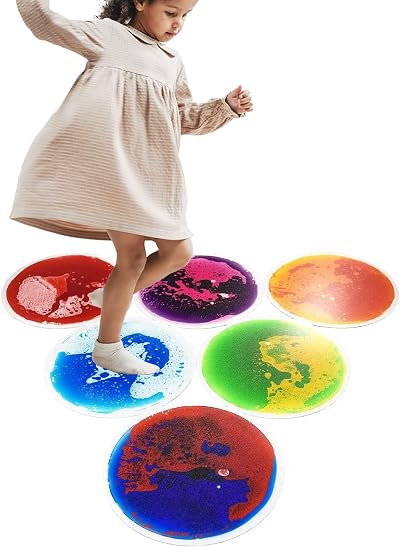 Art3d Liquid Sensory Floor Decorative Tiles 19.7x19.7 Colorful 6 Tiles