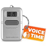 Talking Watches for the Blind and Elderly, 2.39" x 1.52", Keyring, LCD | Talking Clock for Visually Impaired and Seniors; Voice Announcement; Built-in Alarm; 12/24-Hour Mode; Batteries Included