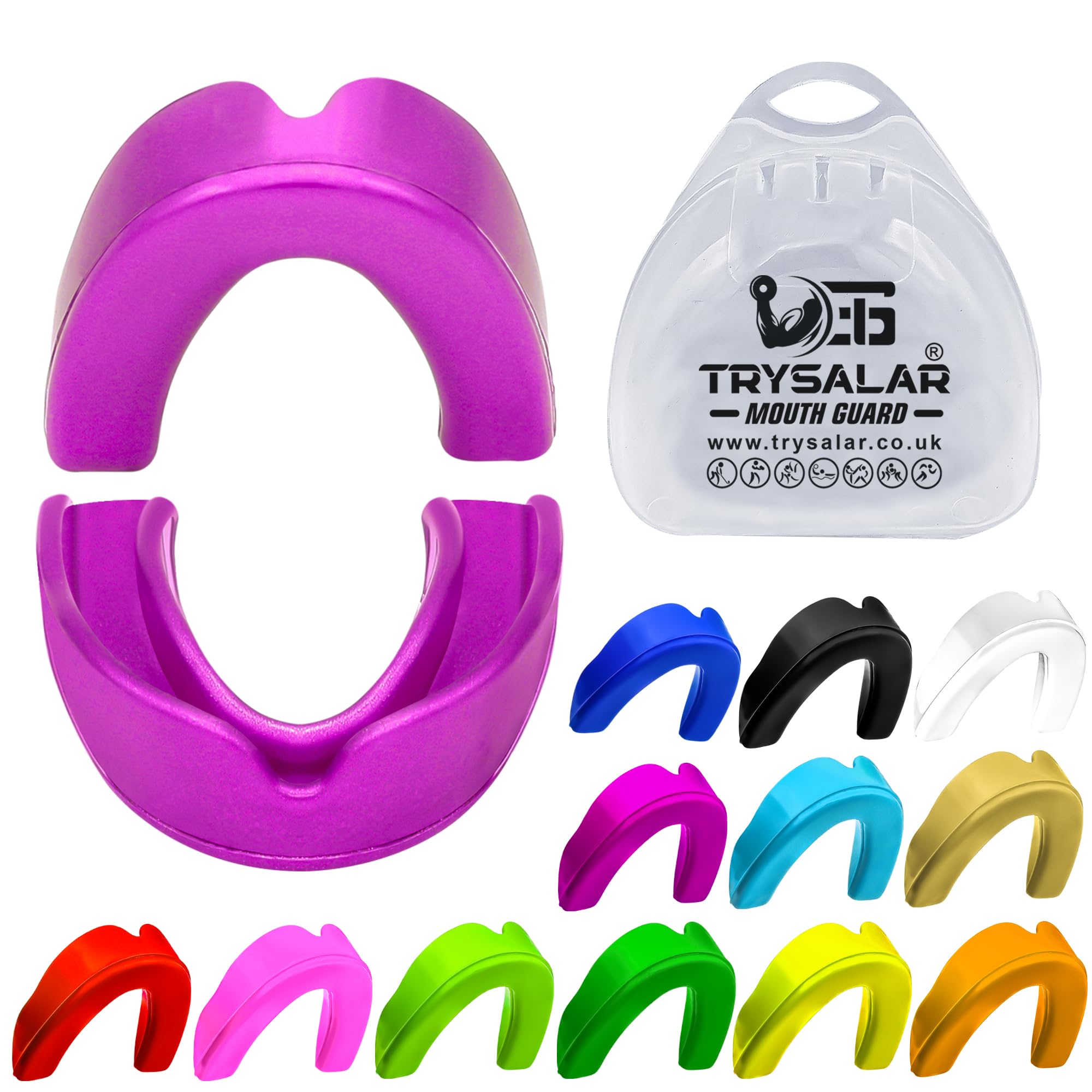 Mouth Guard Gum Shield - Mouthguards for Adult Senior Youth Great for School Combat Sports Rugby Soccer Hockey Muay Thai MMA Boxing Martial Arts Basketball with Case (Senior Age 13+, Purple)