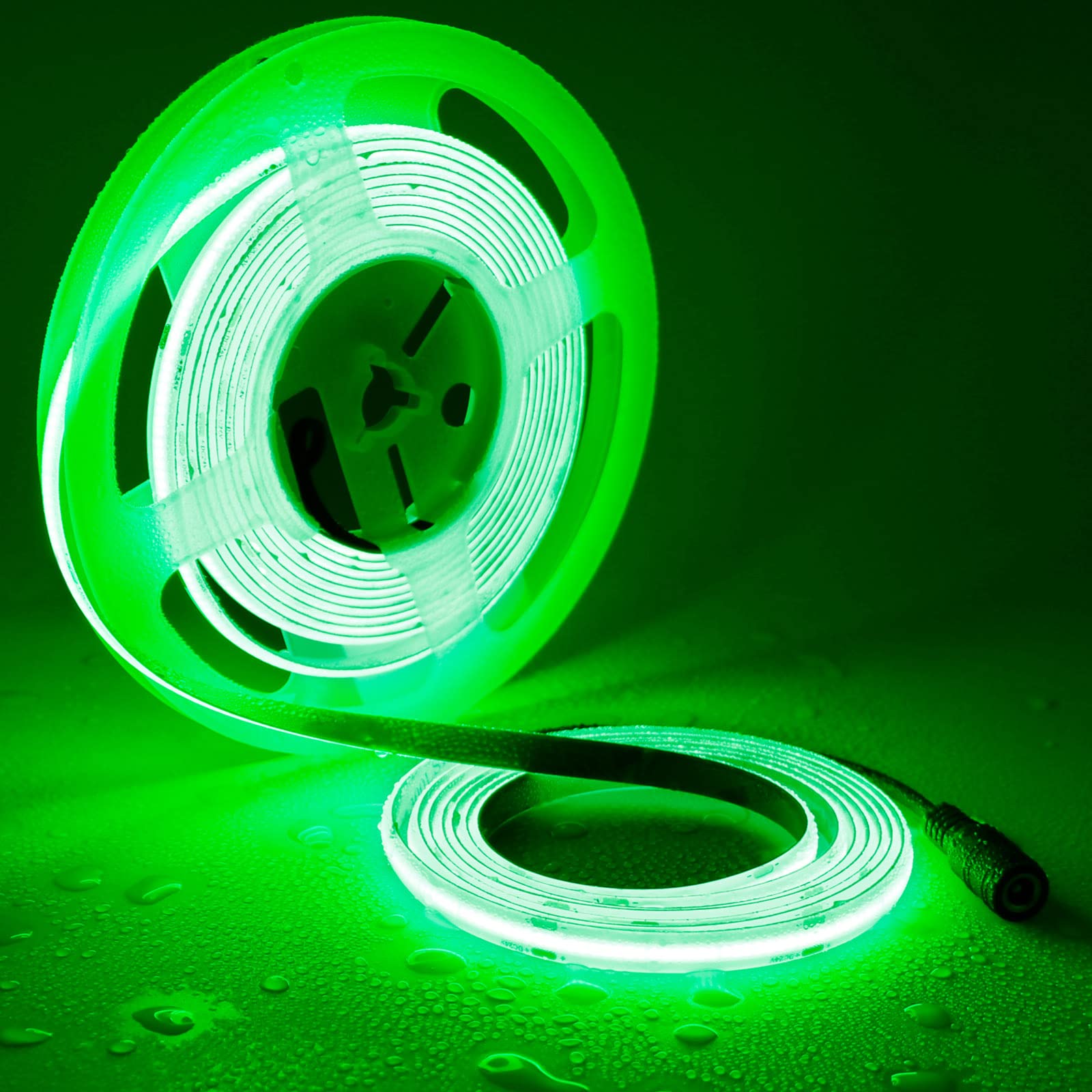 TOPAI 24V COB LED Strip Light Green 5M Waterproof IP65 Outdoor Dotless Super Bright 480LED/M Cuttable Flexible LED Tape Light for Cabinet Home DIY Lighting Projects — image 1