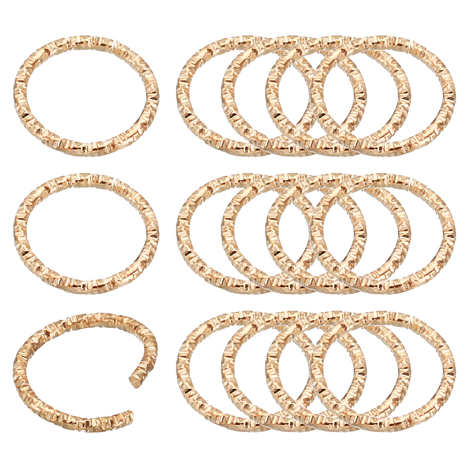 PATIKIL 1.2 x 12mm Wine Glass Charm Ring, 200 Pack Metal Earring Beading Hoop Twisted Open Jump Rings, Light Golden