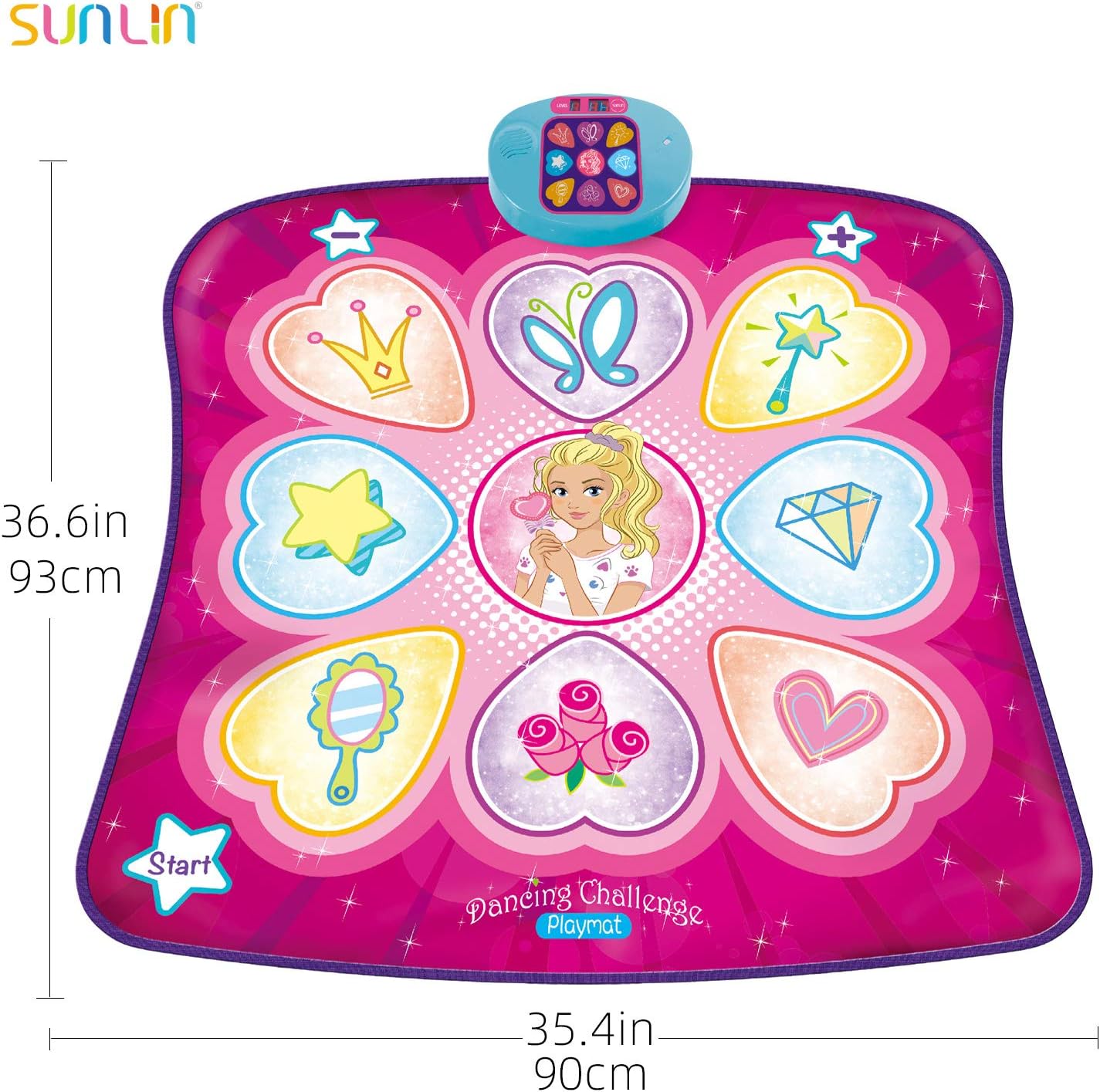 SUNLIN Dance Mat - Dance Mixer Rhythm Step Play Mat - Dance Game Toy Gift for Kids Girls Boys - Dance Pad with LED Lights, Adjustable Volume, Built-in Music, 3 Challenge Levels (35.4"X36.6"): Toys & Games
