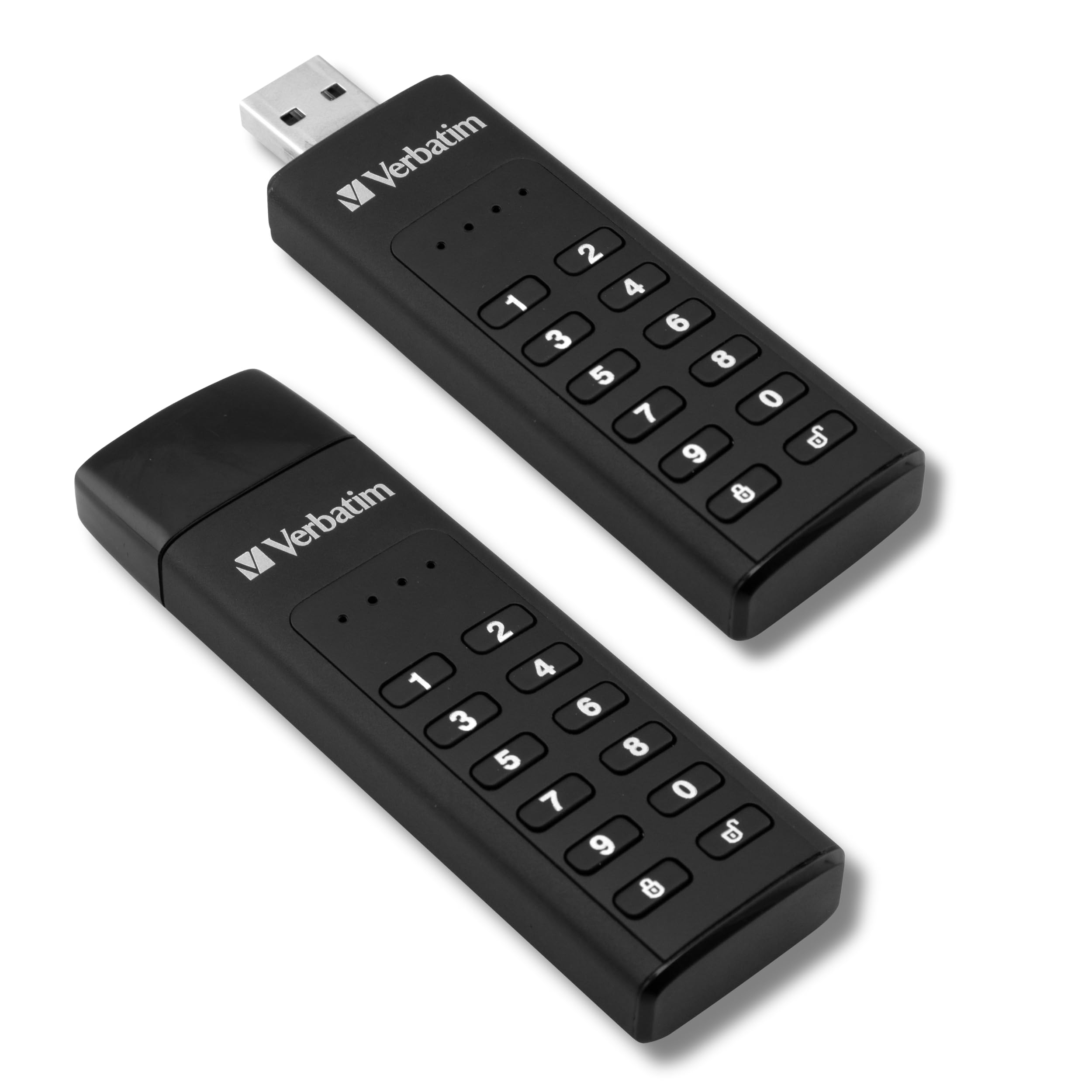 VERBATIM Keypad Secure USB-Stick - USB Type-C - 128GB - memory-stick with passcode-protection and encryption - incl. USB-C extension cable - USB Type-C for laptop notebook and co - black