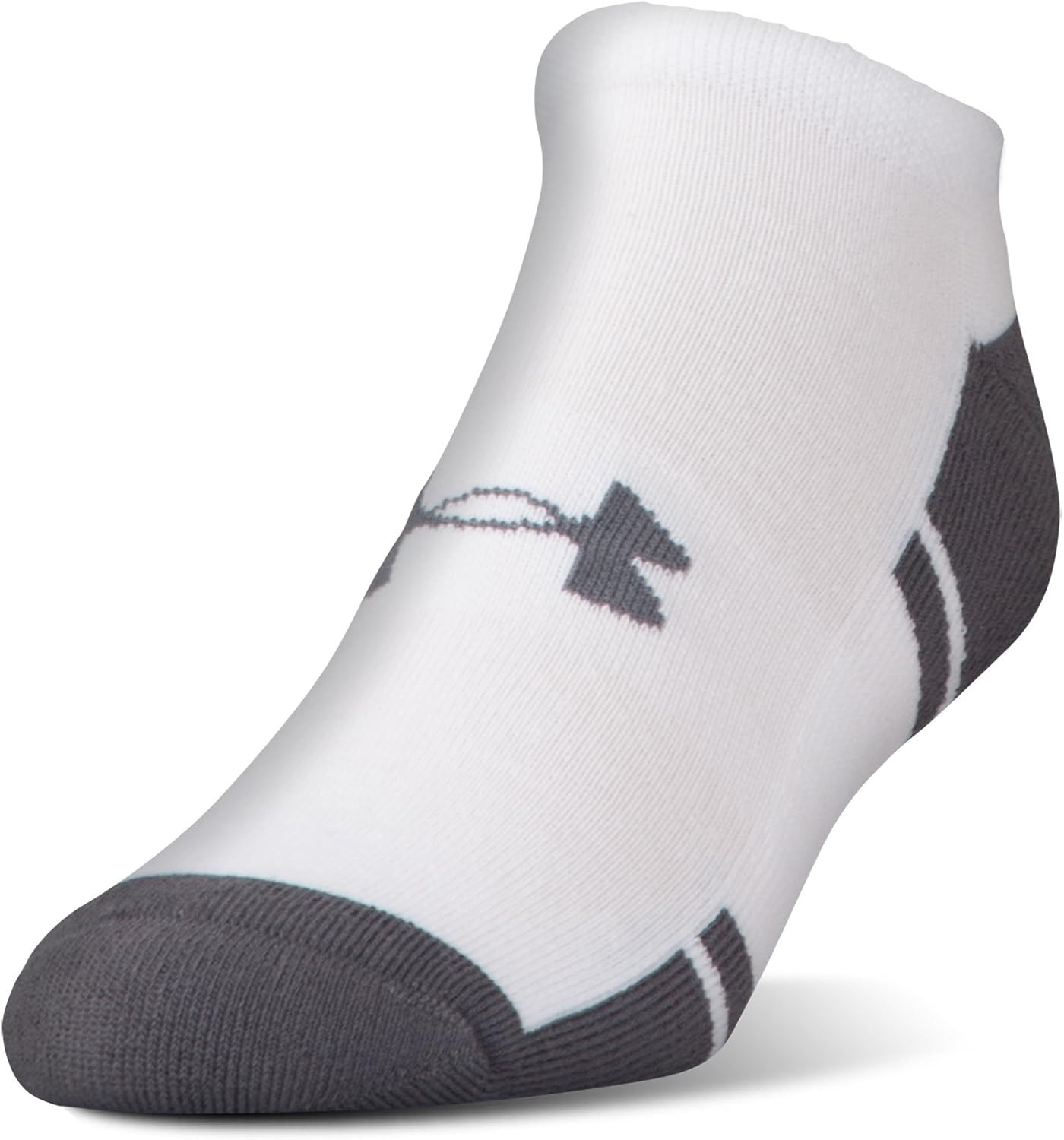 Under Armour Youth Resistor 3.0 No Show Socks , White/Graphite (6-Pairs) , Shoe Size: Youth 13.5K-4Y: Clothing