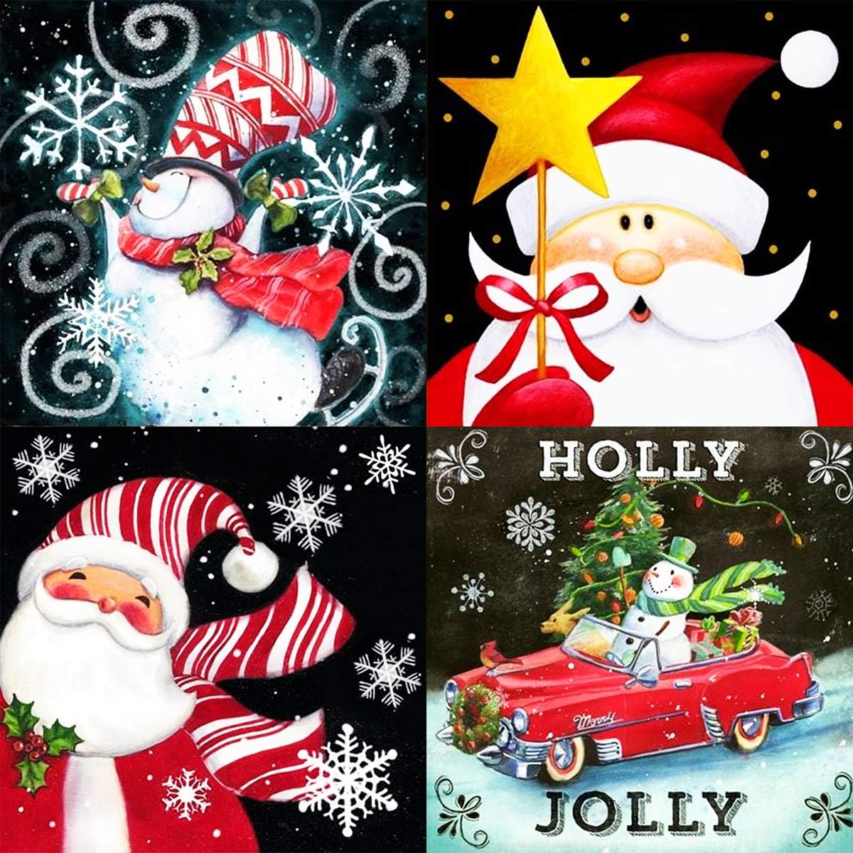 ENTHUR 4 Pack 5D Christmas Diamond Painting Kit, Full Drill Diamond