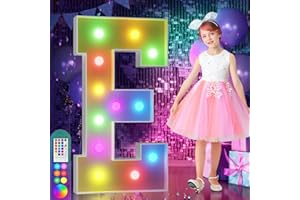 imprsv 4FT Colorful Marquee Light Up Letters E, 18 Colors Light Up Letters Alphabet Sign with Remote, Marry Me Sign, Large Letters for Birthday Engagement Anniversary Wedding Party Decor