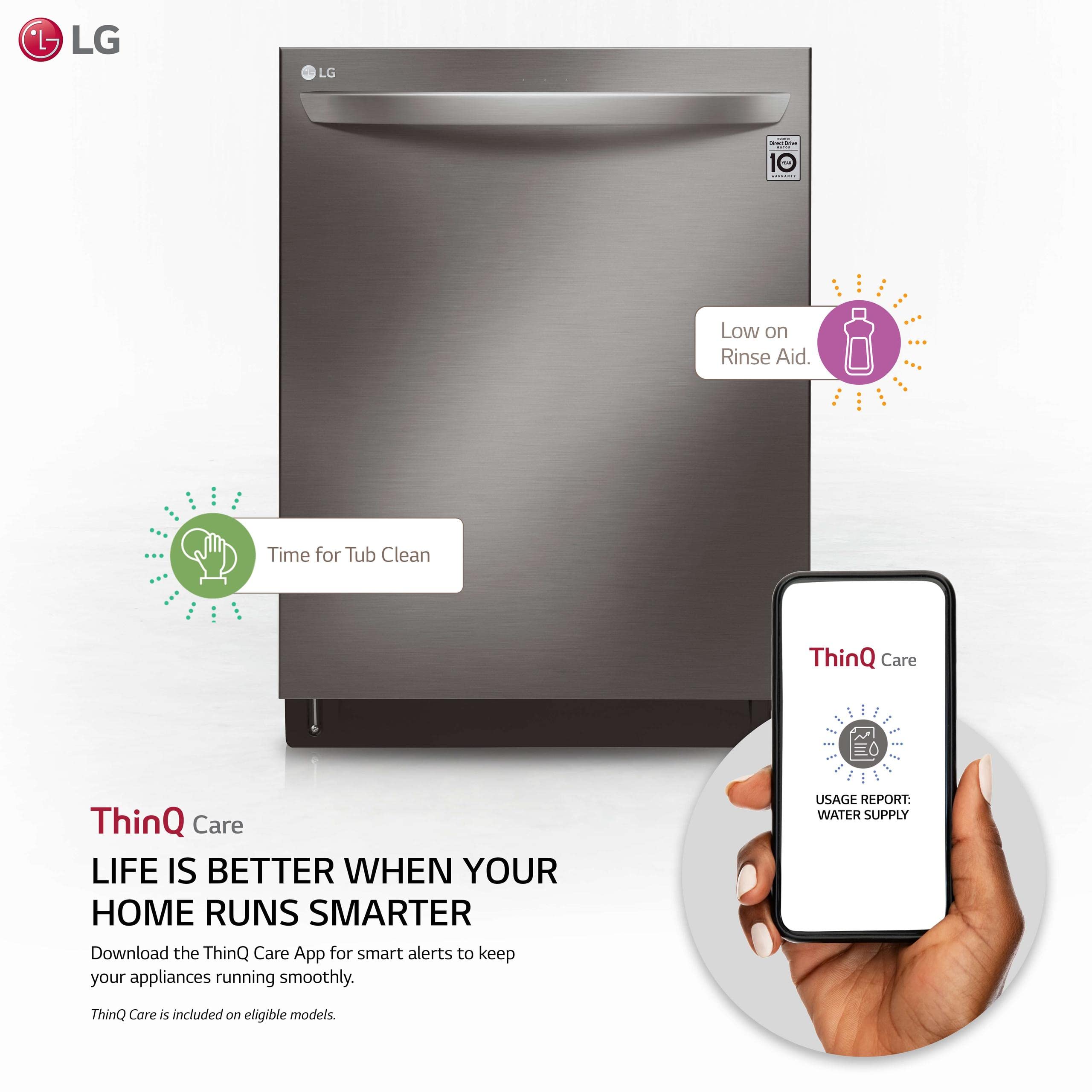 LG Top Control Smart Wi-Fi Enabled Dishwasher with QuadWash and TrueSteam - 24