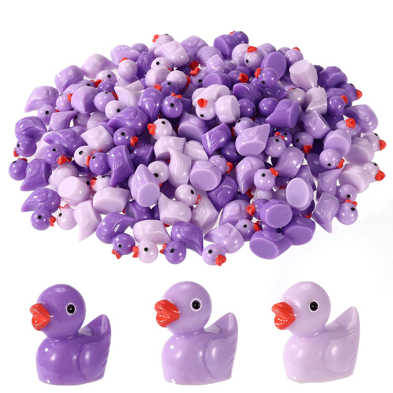 120pcs Purple Theme Mini Resin Ducks, Cute Small Tiny Ducks Miniature Dollhouse Decor for Vase Filler Micro Landscape Miniature Garden Dollhouse Decor — image 1