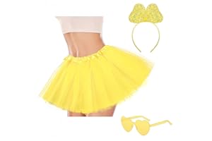 SHENYI Tutus for Women & Teen-Girls Adult Tutu Skirt with Sequin Bow Headband, 80S Princess Dance Tutu for Party Costume