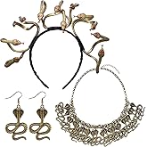 Jutom Medusa Style Snake Headband & Choker Necklace - Multi Layered Snake Earrings for Women - Halloween Medusa Cosplay Costume Accessories