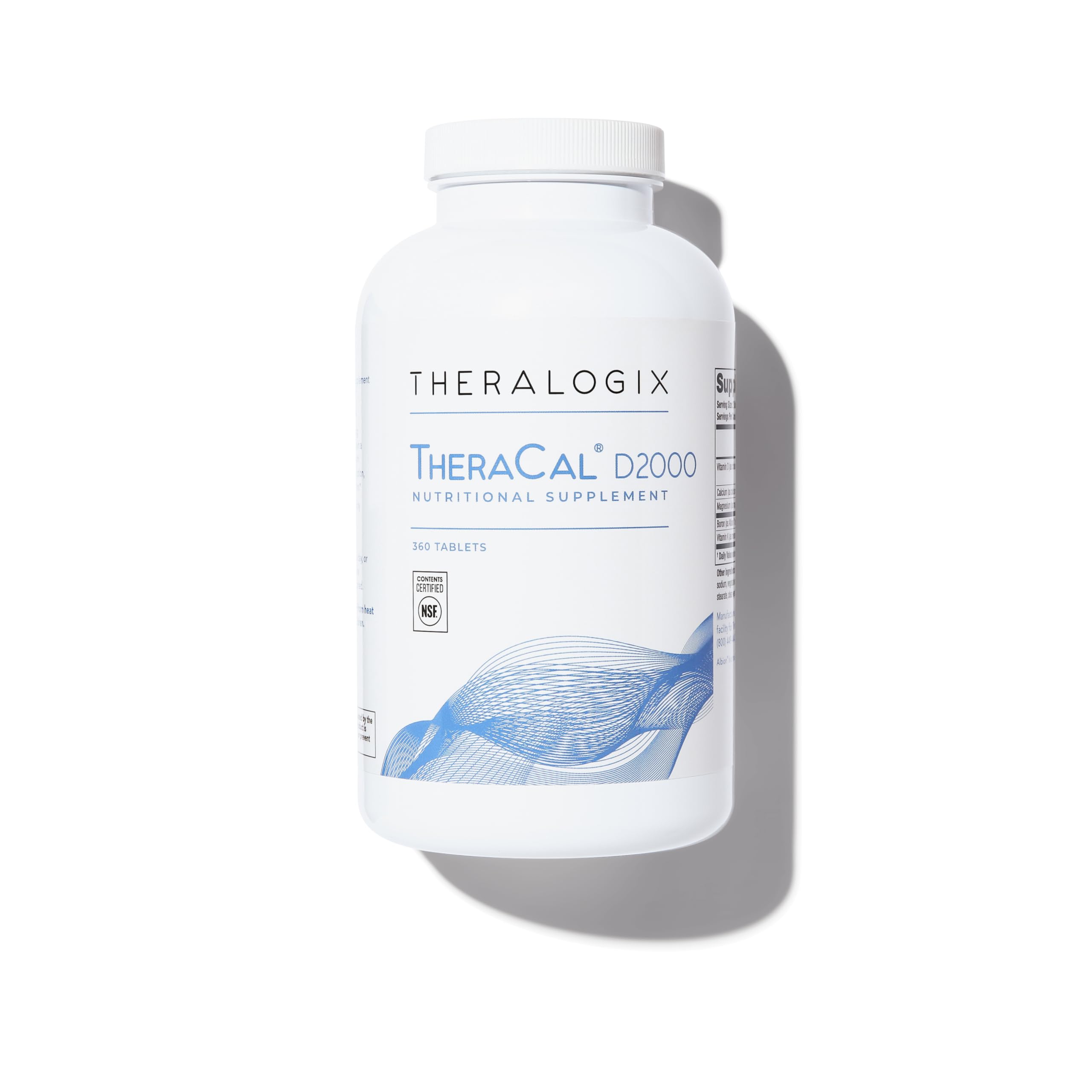 Theralogix TheraCal D2000 - Bone Health Support Supplement with Calcium, Magnesium, Vitamin D3, Vitamin K2 & Boron* - 90-Day Supply - NSF Certified - 360 Tablets