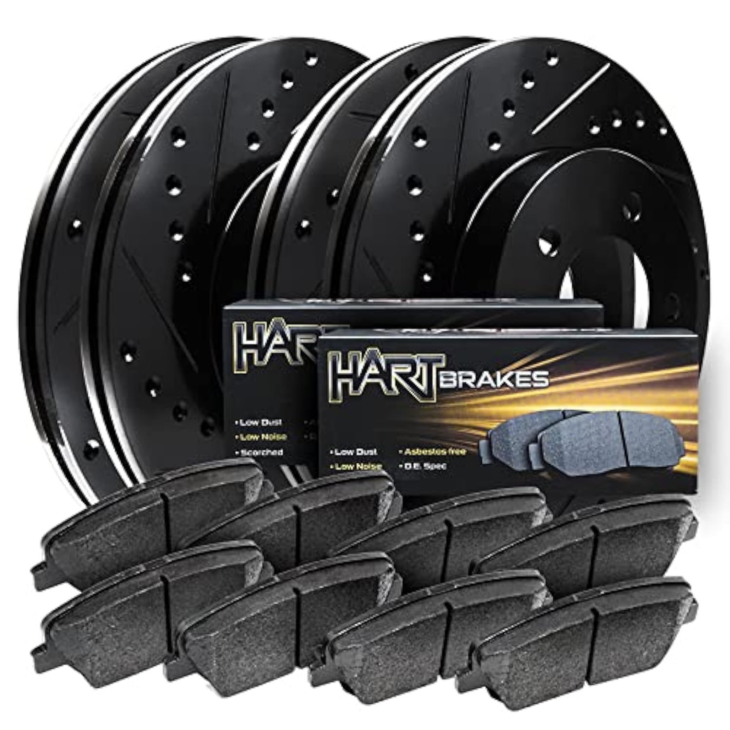 Hart Brakes Front Rear Brakes and Rotors Kit |Front Rear Brake Pads| Brake Rotors and Pads| Ceramic Brake Pads and Rotors |2010-2017 Ford Expedition, 2010-2017 Lincoln Navigator