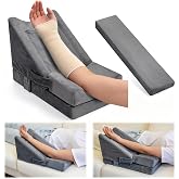 CRAURU Arm Wedge Pillow Adjustable Arm Elevation Pillow with Pocket High Density Foam Ergonomic Hand Elbow Support Pillows with Removable Cover, Grey
