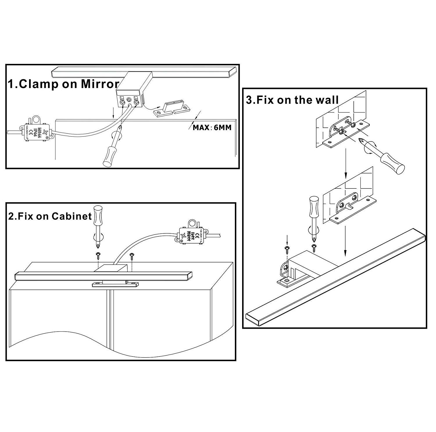Lampada da specchio a LED 10W 820LM Lampada da bagno Azhien, Neutral White Lampada da parete a LED 4000K LED IP44 Lampada da bagno a specchio 230V acciaio inox 40cm
