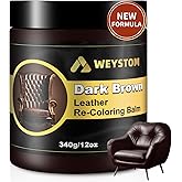 WEYSTOM Leather Recoloring Balm, 12oz Large Size Leather Dye, Color Restorer, Scratch Repair, Furniture & Couch Restorer Kit, Repair Kit for Furniture(Dark Brown)