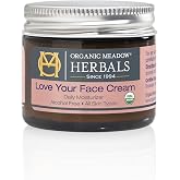 Organic Meadow Herbals Love Your Face Cream 2oz. USDA Certified Organic. Rich Facial Moisturizer for all skin types. Woman-owned &amp; Operated Since 1994