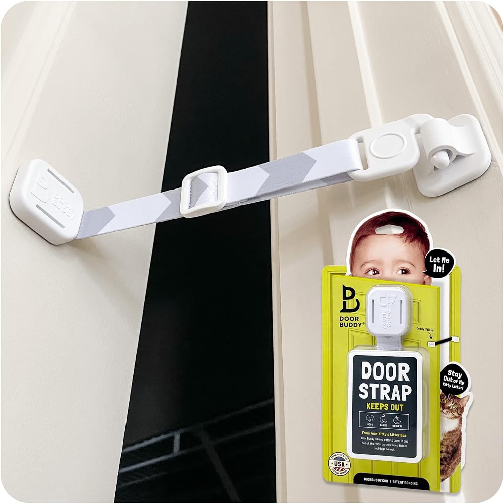 Door Buddy Baby & Cat Proof Latch Grey - Adjustable Door Strap