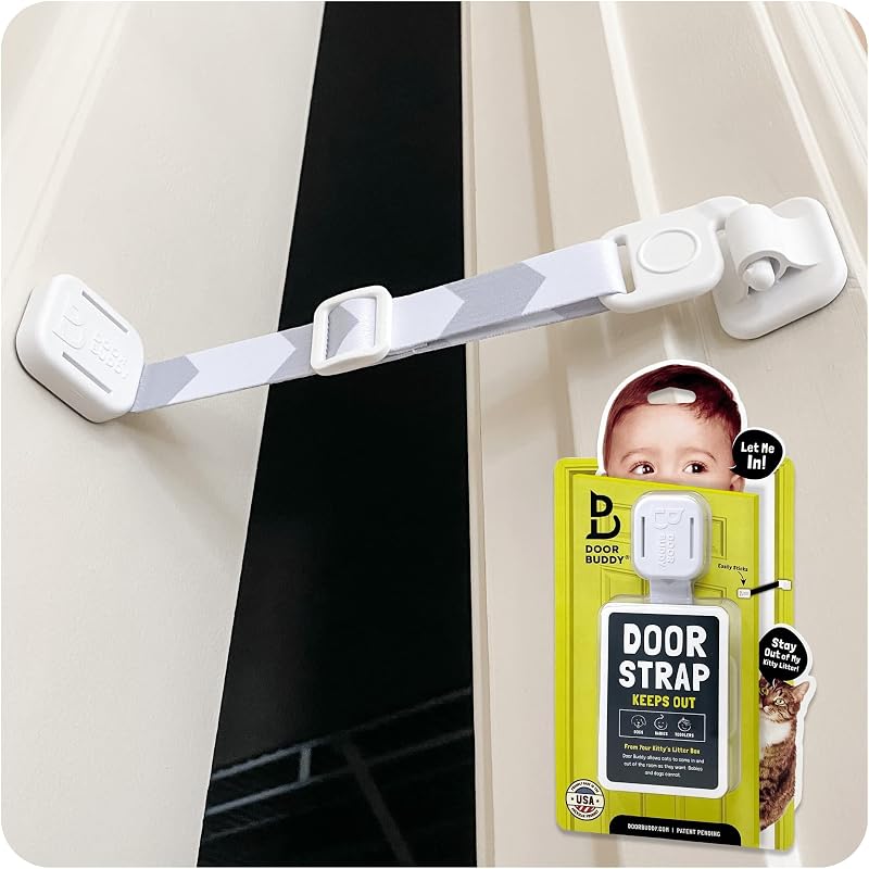 Door Buddy Baby & Cat Proof Latch Grey - Adjustable Door Strap