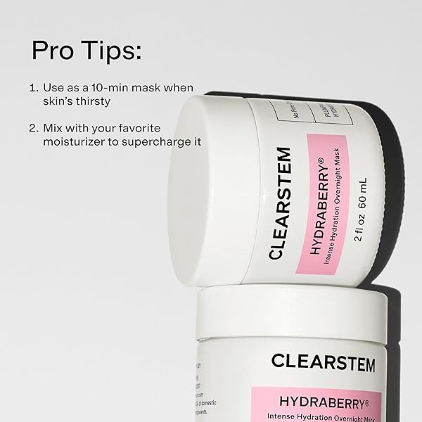 CLEARSTEM HYDRABERRY HYDRATING FACE MASK FOR WOMEN – NIGHT MASK FOR SLEEPING FOR WOMEN WITH CERAMIDES, ARNICA & MAGNESIUM PCA – OVERNIGHT MASK FOR EVENING HYDRATION TO NOURISH & PROTECT SKIN BARRIER